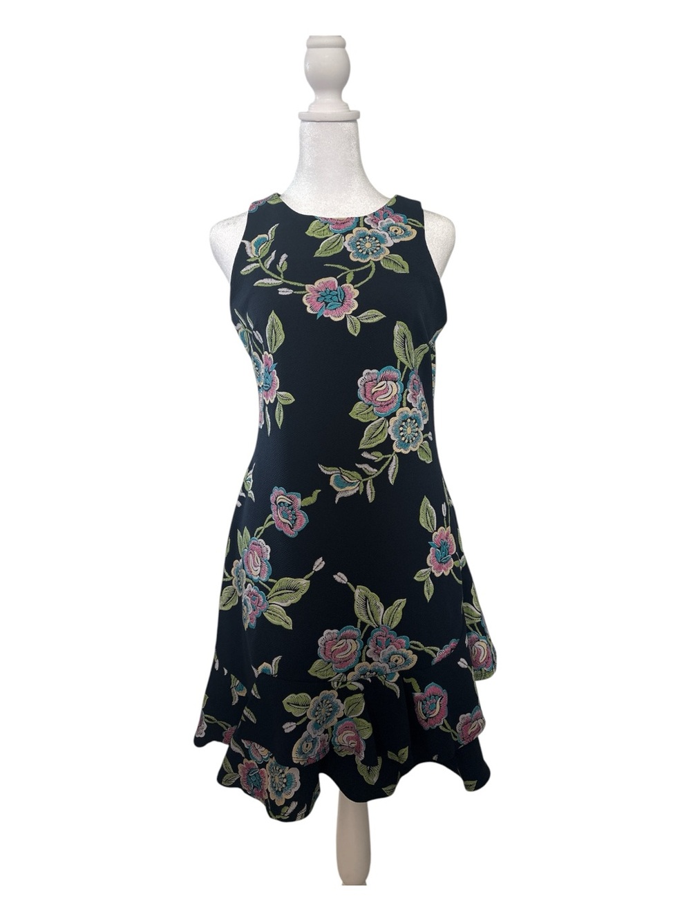 Signature by Robbie Bee Navy Floral Fit-and-Flare Mini Dress